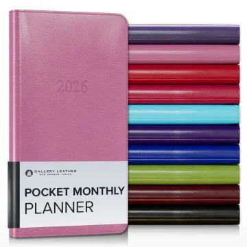 Pocket Monthly Leather Planner - 6" x 3.25"