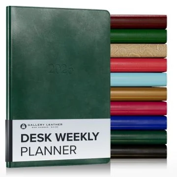 Desk Weekly Leather Planner (Open Format) - 8" x 5.5"