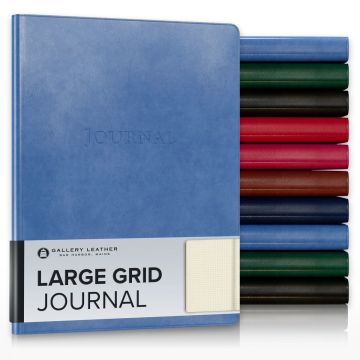 Large Leather Journal (Grid) - 9.75" x 7.5"
