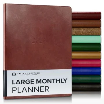 Large Monthly Leather Planner - 9.75" x 7.5"